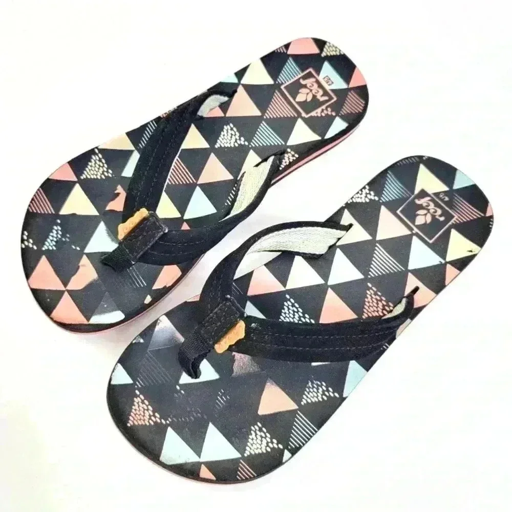 Reef Ahi Geometric Rainbow Flip Flop Sandals - Picture 1 of 7